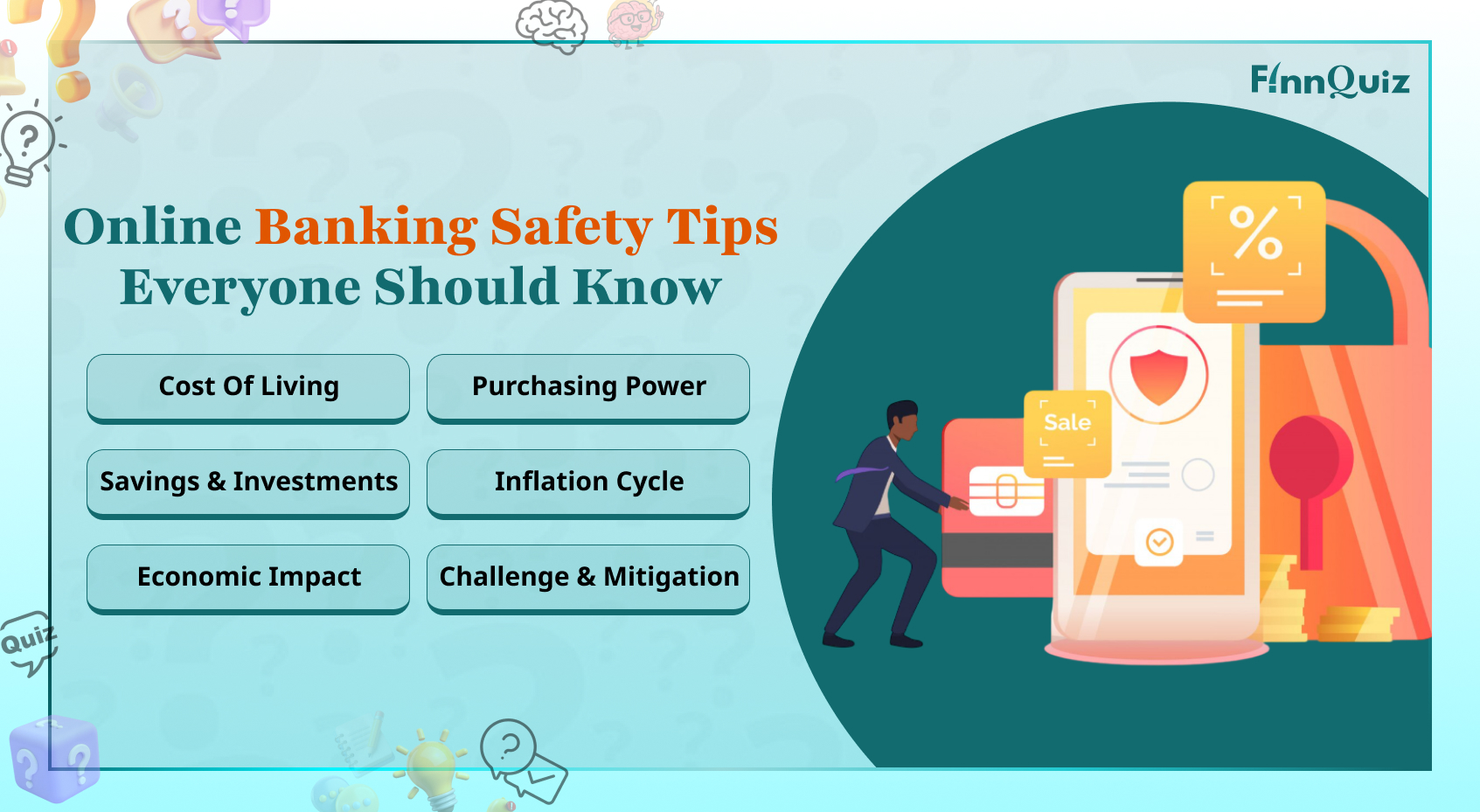Person securely using online banking with cybersecurity protection